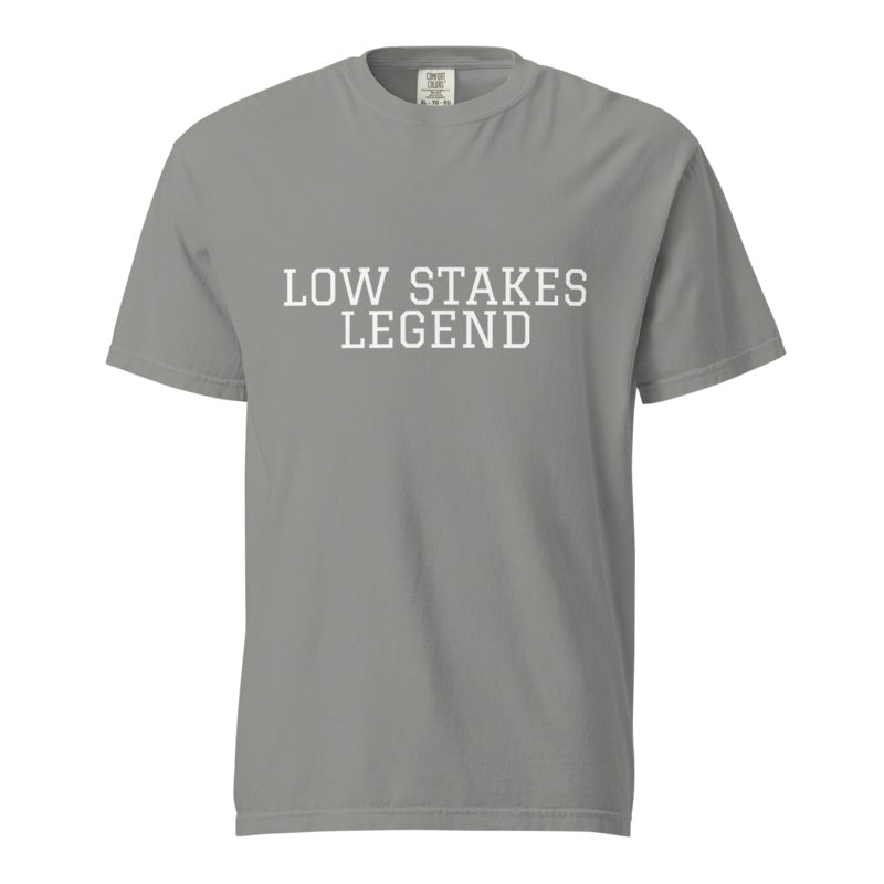 LOW STAKES LEGEND Grey front mockup