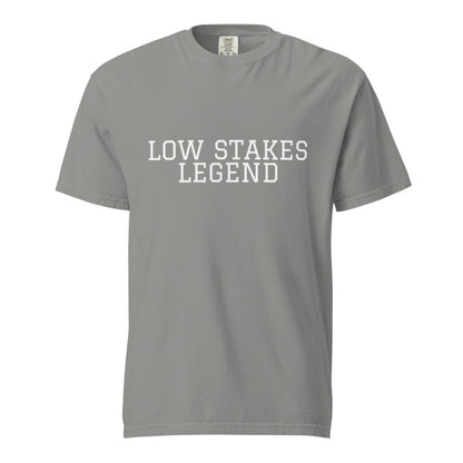 LOW STAKES LEGEND Grey front mockup