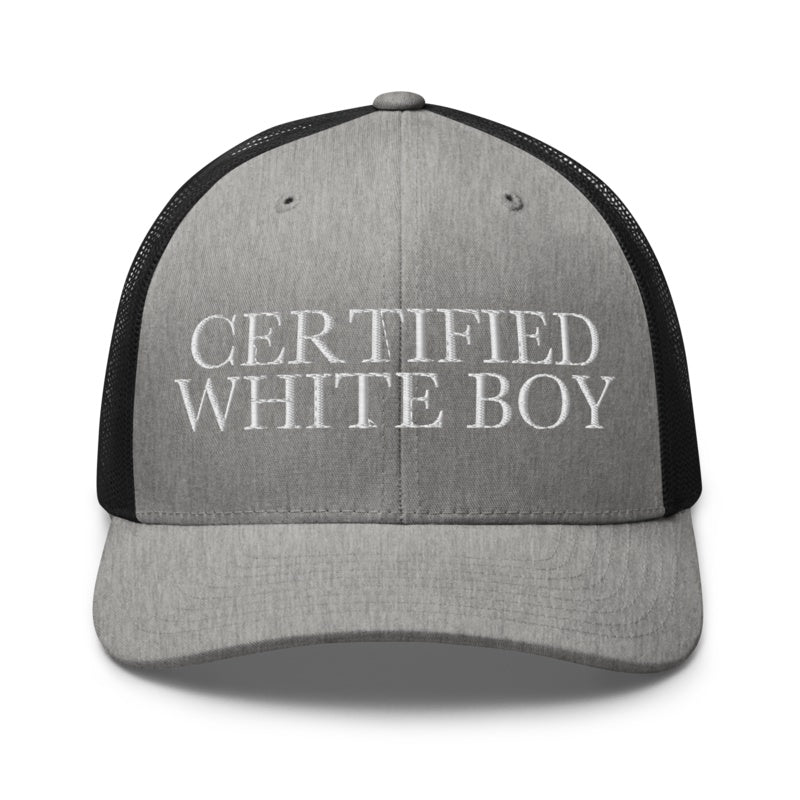 CERTIFIED WHITE BOY Heather/ Black front mockup