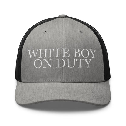 WHITE BOY ON DUTY Heather/ Black front mockup