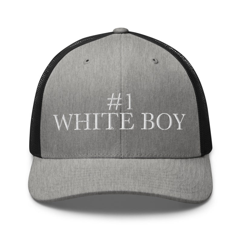 #1 WHITE BOY Heather/ Black front mockup