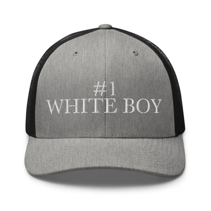 #1 WHITE BOY Heather/ Black front mockup