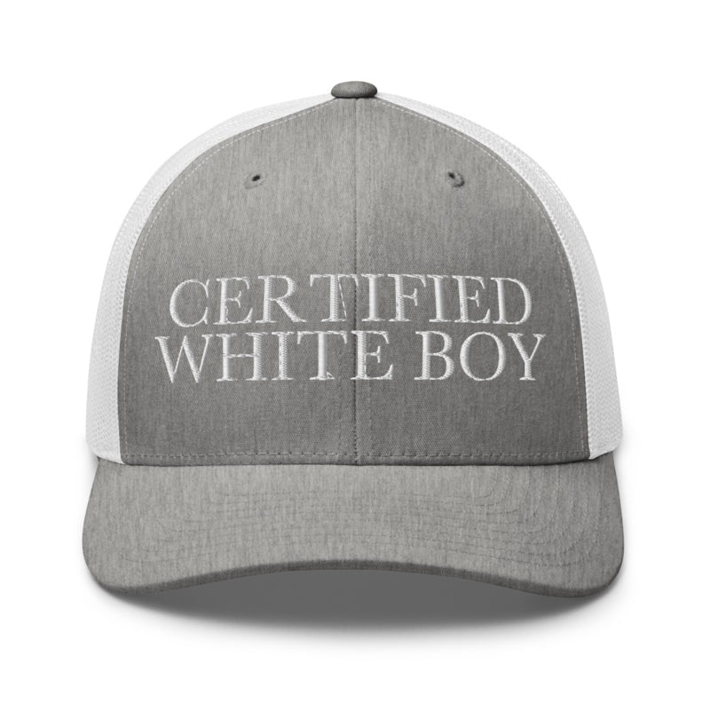 CERTIFIED WHITE BOY Heather Grey/White front mockup