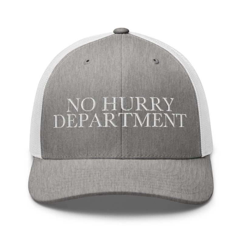 NO HURRY DEPARTMENT Heather Grey/White front mockup