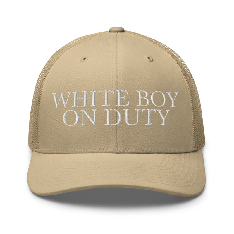 WHITE BOY ON DUTY Khaki front mockup