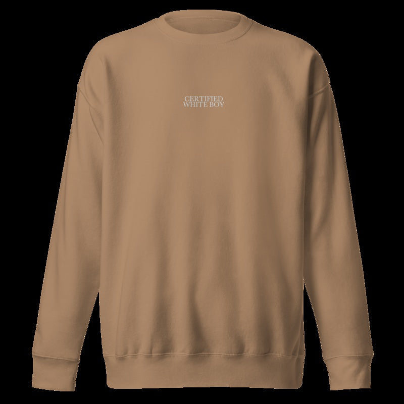 CERTIFIED WHITE BOY Latte front embroidered mockup