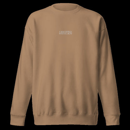 CERTIFIED WHITE BOY Latte front embroidered mockup