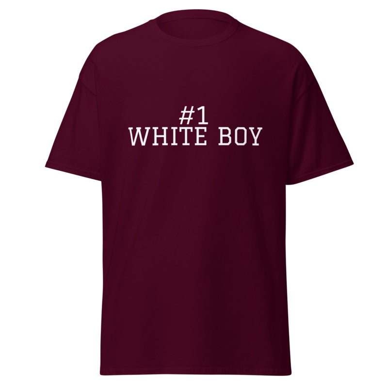 #1 WHITE BOY Maroon front mockup