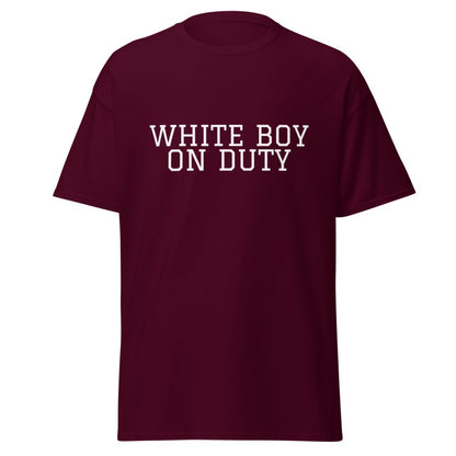 WHITE BOY ON DUTY Maroon front mockup