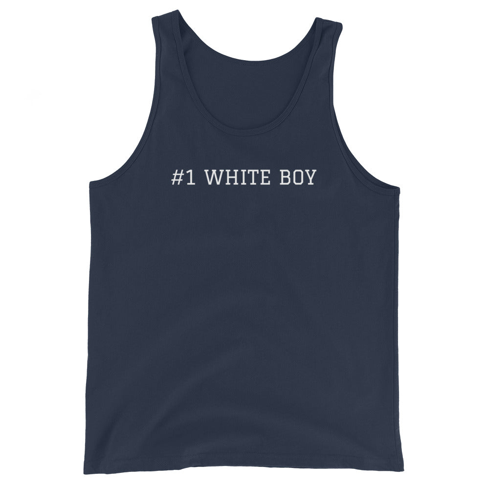 WHITE BOY SUMMER - White Boy Of The Year - "#1 White Boy" - Classic Cotton Tank Top - Tank Top Navy