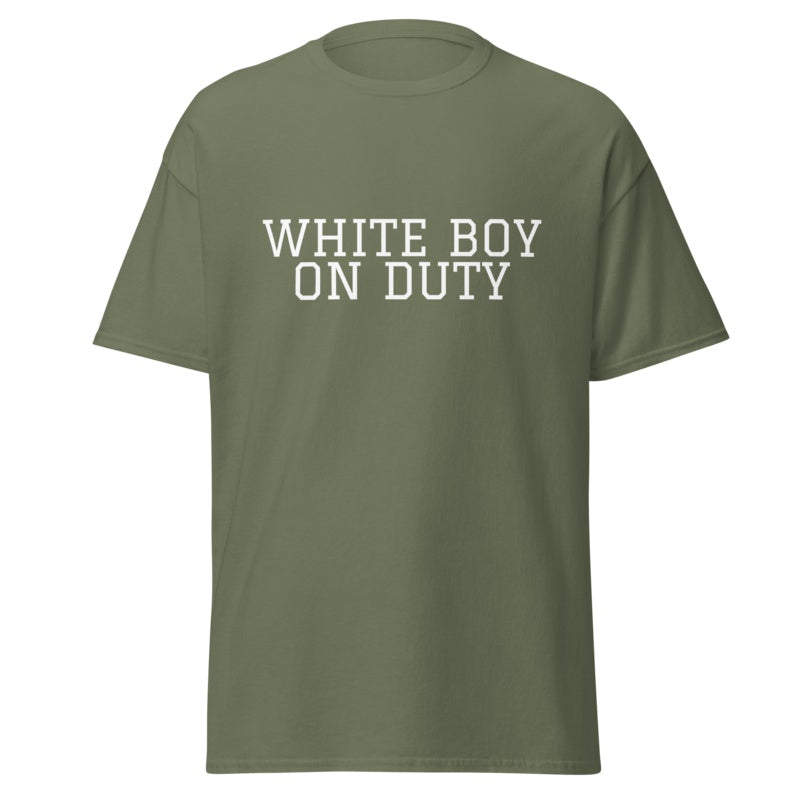 WHITE BOY ON DUTY Military Green front mockup