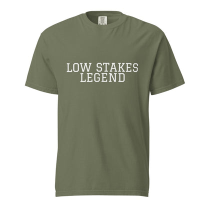 LOW STAKES LEGEND Moss front mockup