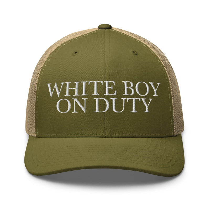 WHITE BOY ON DUTY Moss/ Khaki front mockup