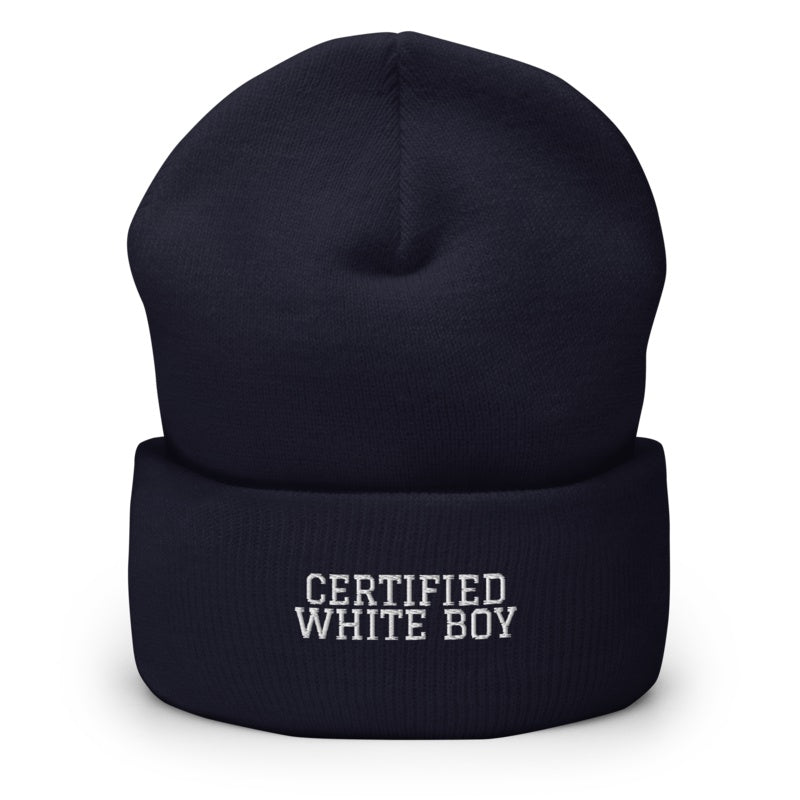 CERTIFIED WHITE BOY Navy front mockup