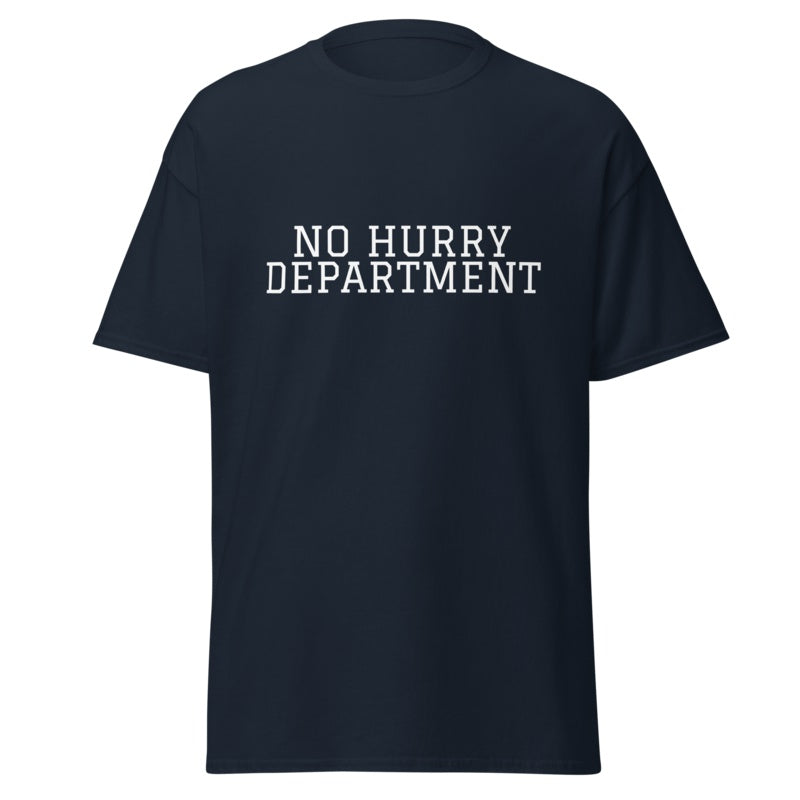 NO HURRY DEPARTMENT Navy front mockup