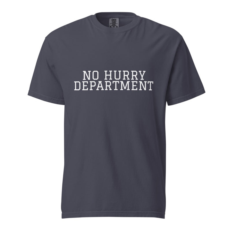 NO HURRY DEPARTMENT Navy front mockup
