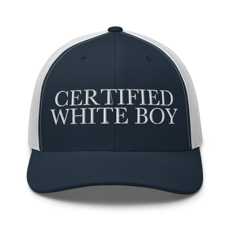 CERTIFIED WHITE BOY Navy/ White front mockup