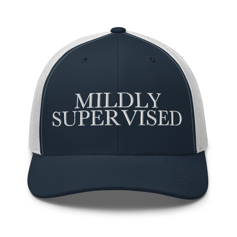MILDLY SUPERVISED Navy/ White front mockup