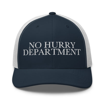 NO HURRY DEPARTMENT Navy/ White front mockup