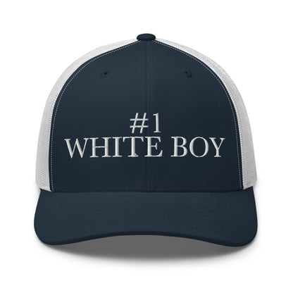 #1 WHITE BOY Navy/ White front mockup