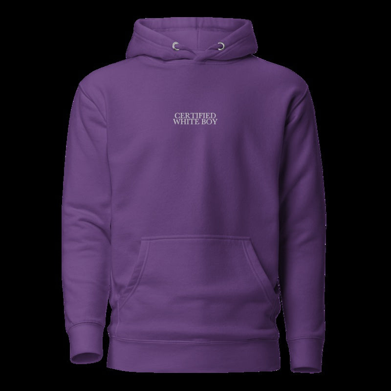 CERTIFIED WHITE BOY Purple front embroidered mockup