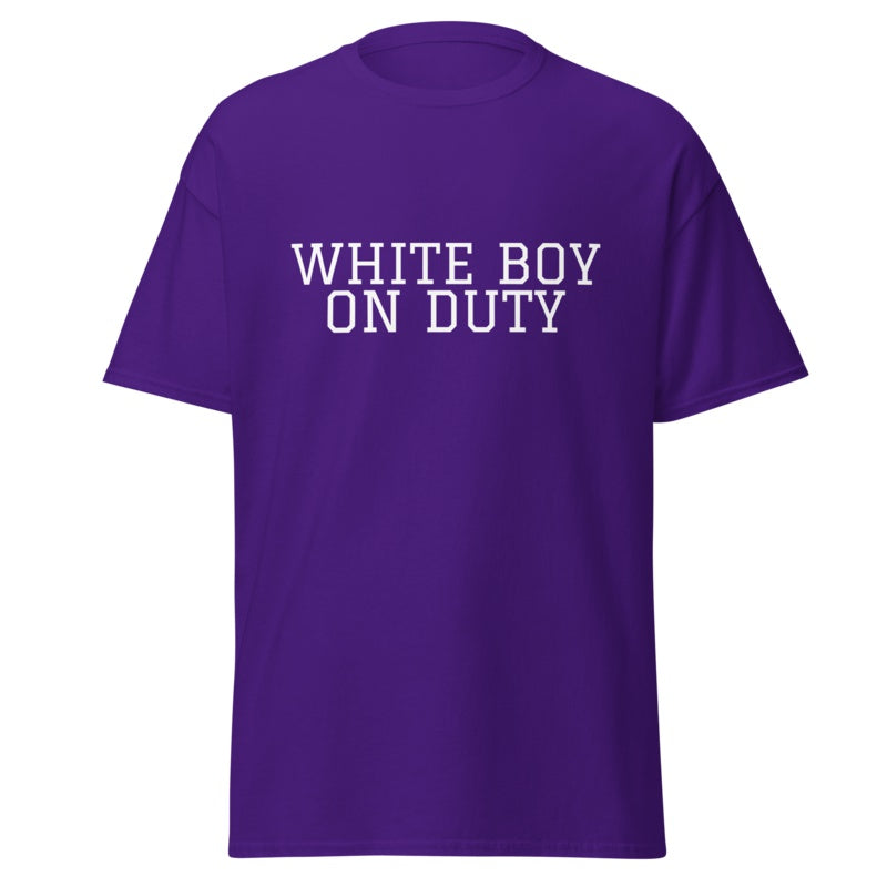 WHITE BOY ON DUTY Purple front mockup