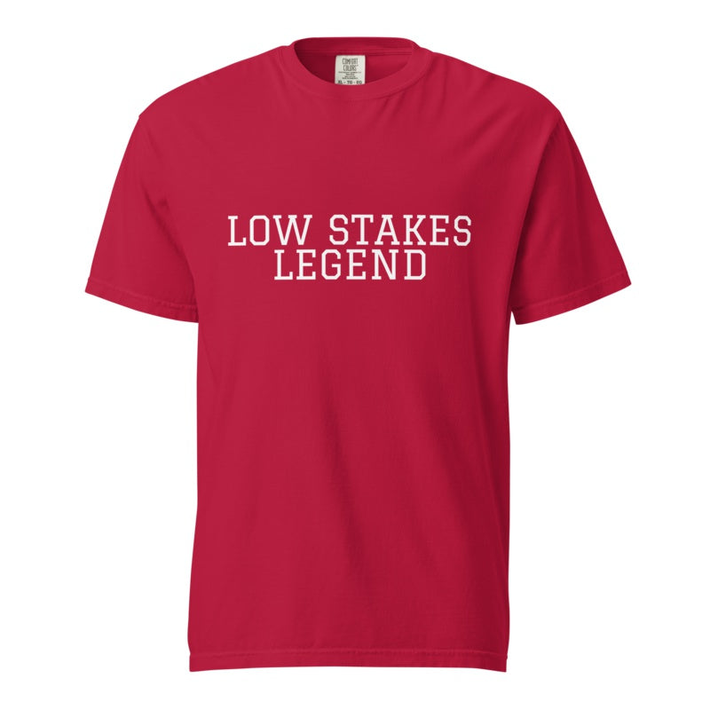 LOW STAKES LEGEND Red front mockup