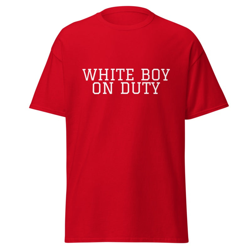 WHITE BOY ON DUTY Red front mockup