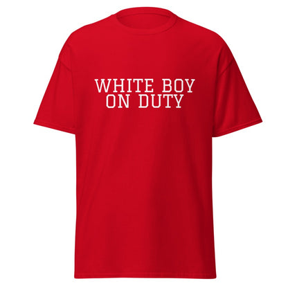 WHITE BOY ON DUTY Red front mockup