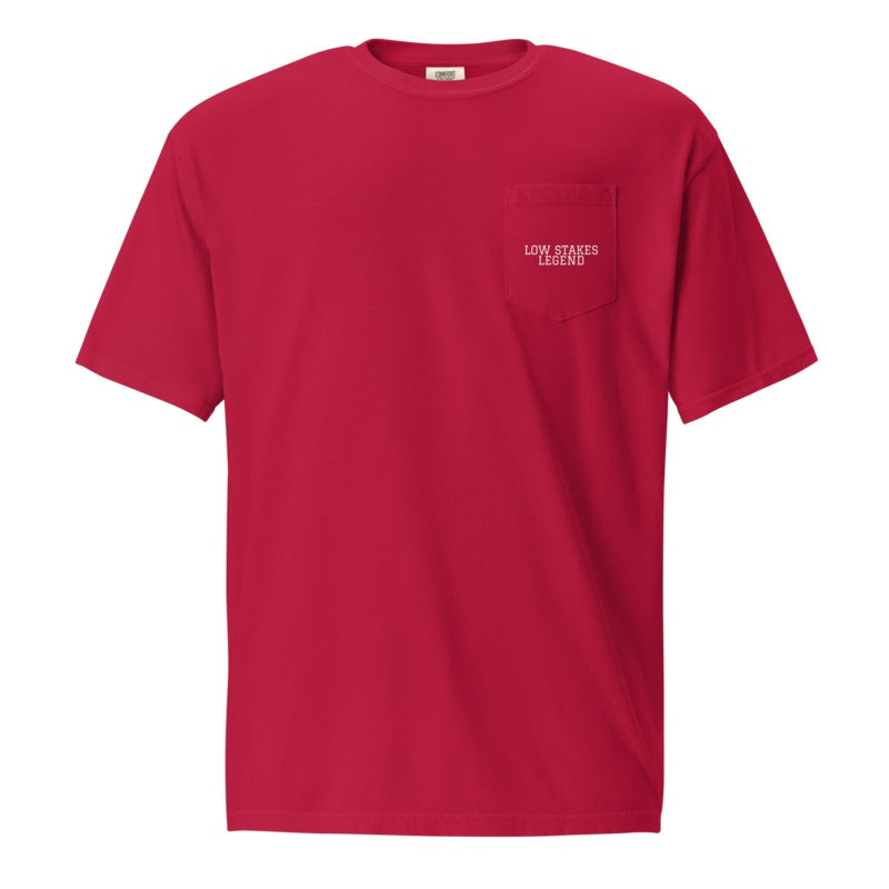 LOW STAKES LEGEND Red front mockup