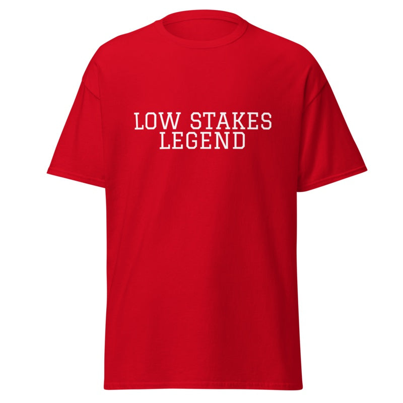 LOW STAKES LEGEND Red front mockup