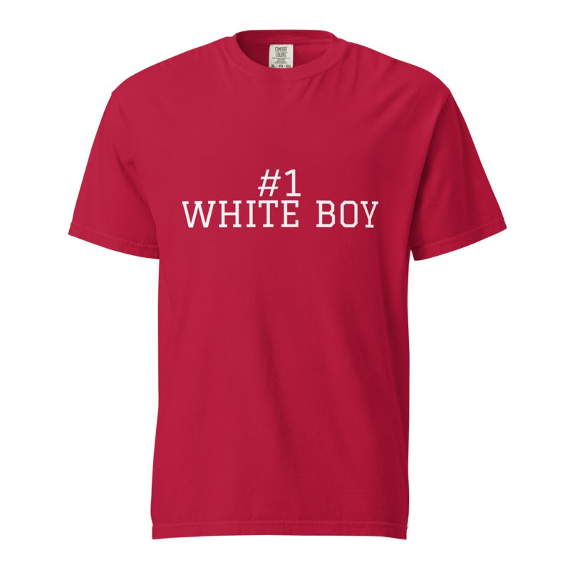 #1 WHITE BOY Red front mockup