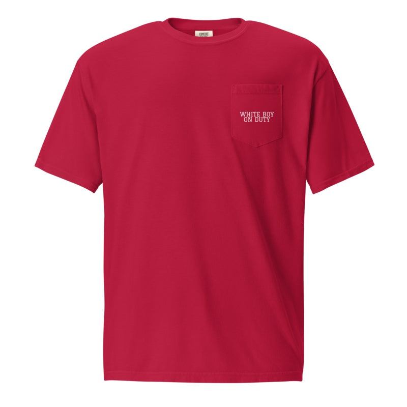 WHITE BOY ON DUTY Red front mockup