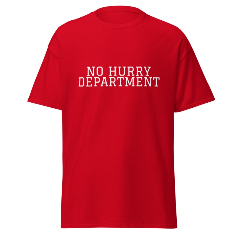 NO HURRY DEPARTMENT Red front mockup