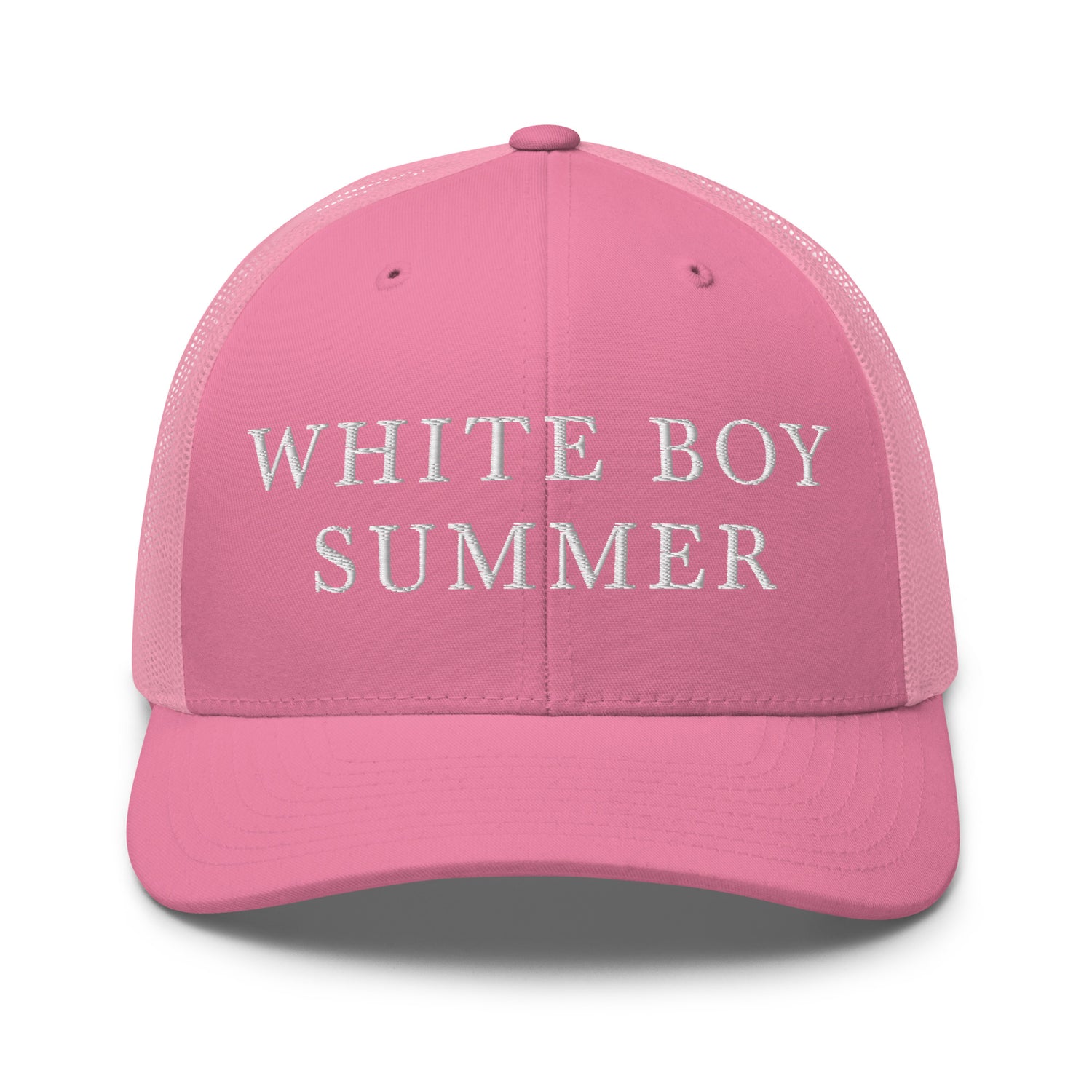 white boy summer trucker cap hot pink