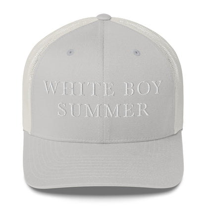 WHITE BOY SUMMER - Originals - "White Boy Summer" - Embroidered Trucker Cap - Silver