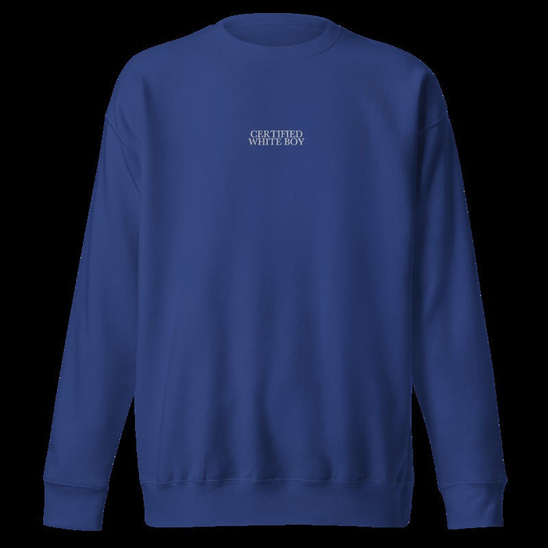 CERTIFIED WHITE BOY Team Royal front embroidered mockup