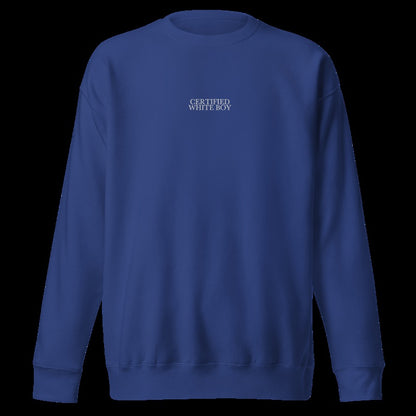 CERTIFIED WHITE BOY Team Royal front embroidered mockup