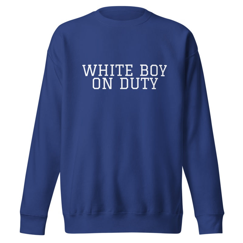WHITE BOY ON DUTY Team Royal front mockup