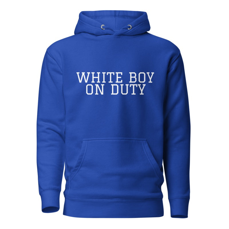WHITE BOY ON DUTY Team Royal front mockup