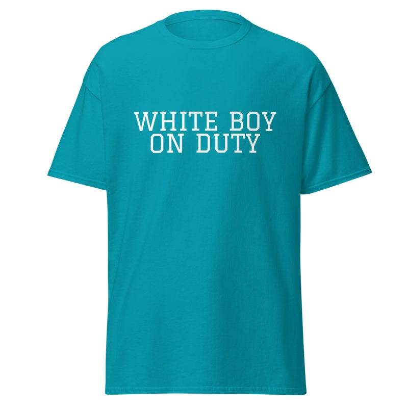 WHITE BOY ON DUTY Tropical Blue front mockup