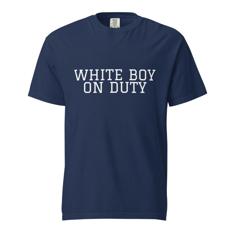 WHITE BOY ON DUTY True Navy front mockup