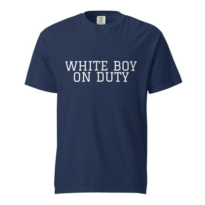 WHITE BOY ON DUTY True Navy front mockup