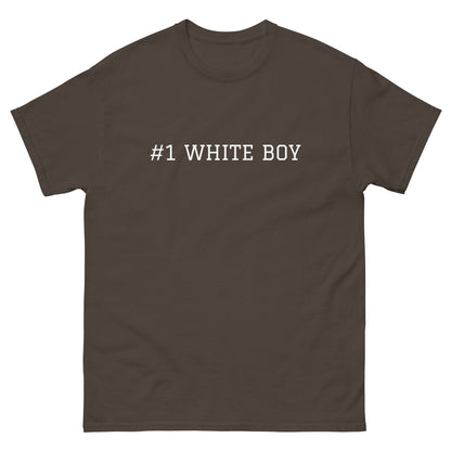 WHITE BOY SUMMER - White Boy Of The Year - "#1 White Boy" - Classic Cotton Tee - T-Shirt Dark Chocolate
