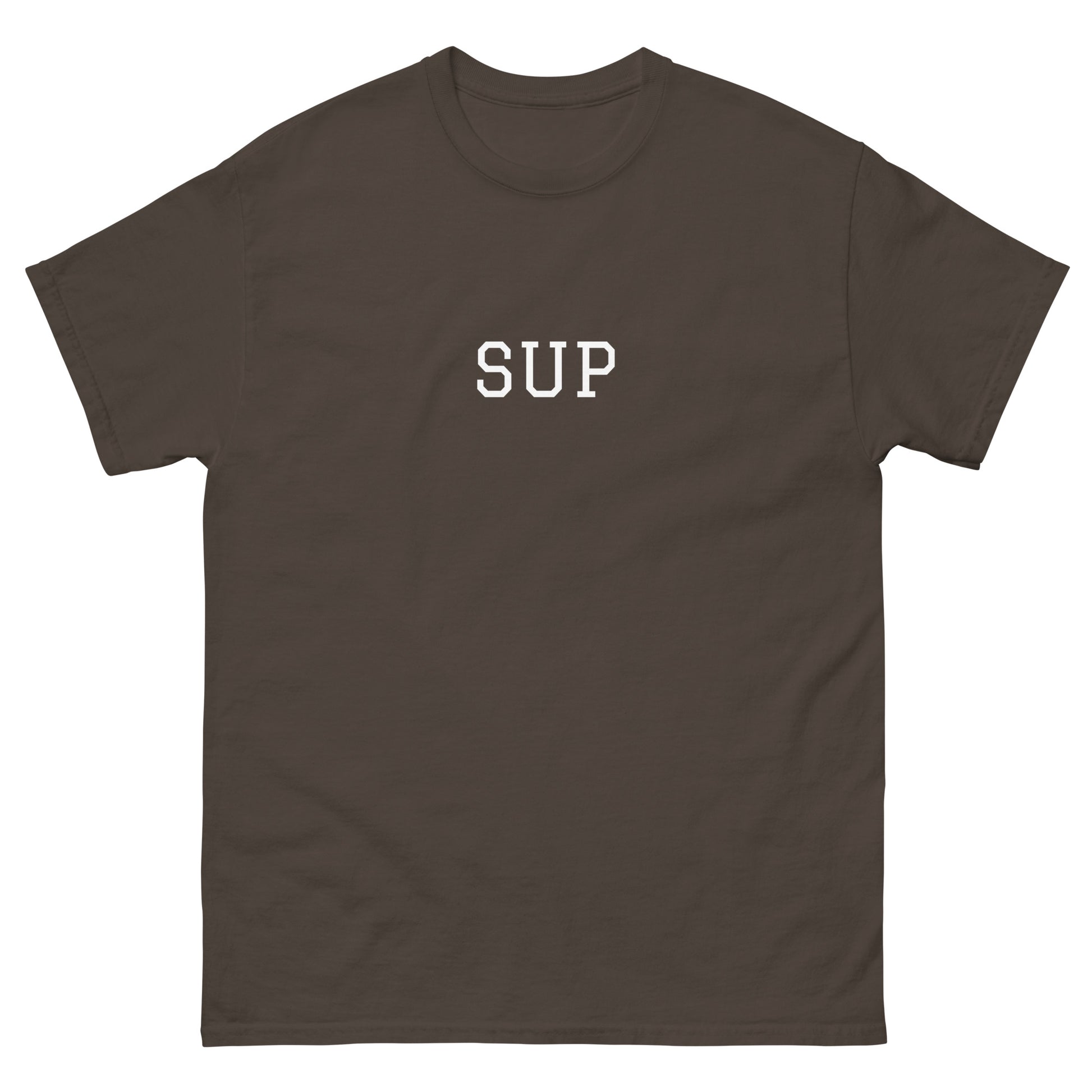 WHITE BOY SUMMER - Sup? - "Sup" - Classic Cotton Tee - T-Shirt Dark Chocolate