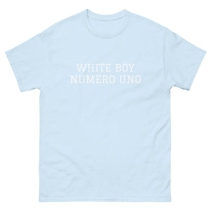 WHITE BOY SUMMER - White Boy Of The Year - "White Boy Numero Uno" - Classic Cotton Tee - T-Shirt Light Blue