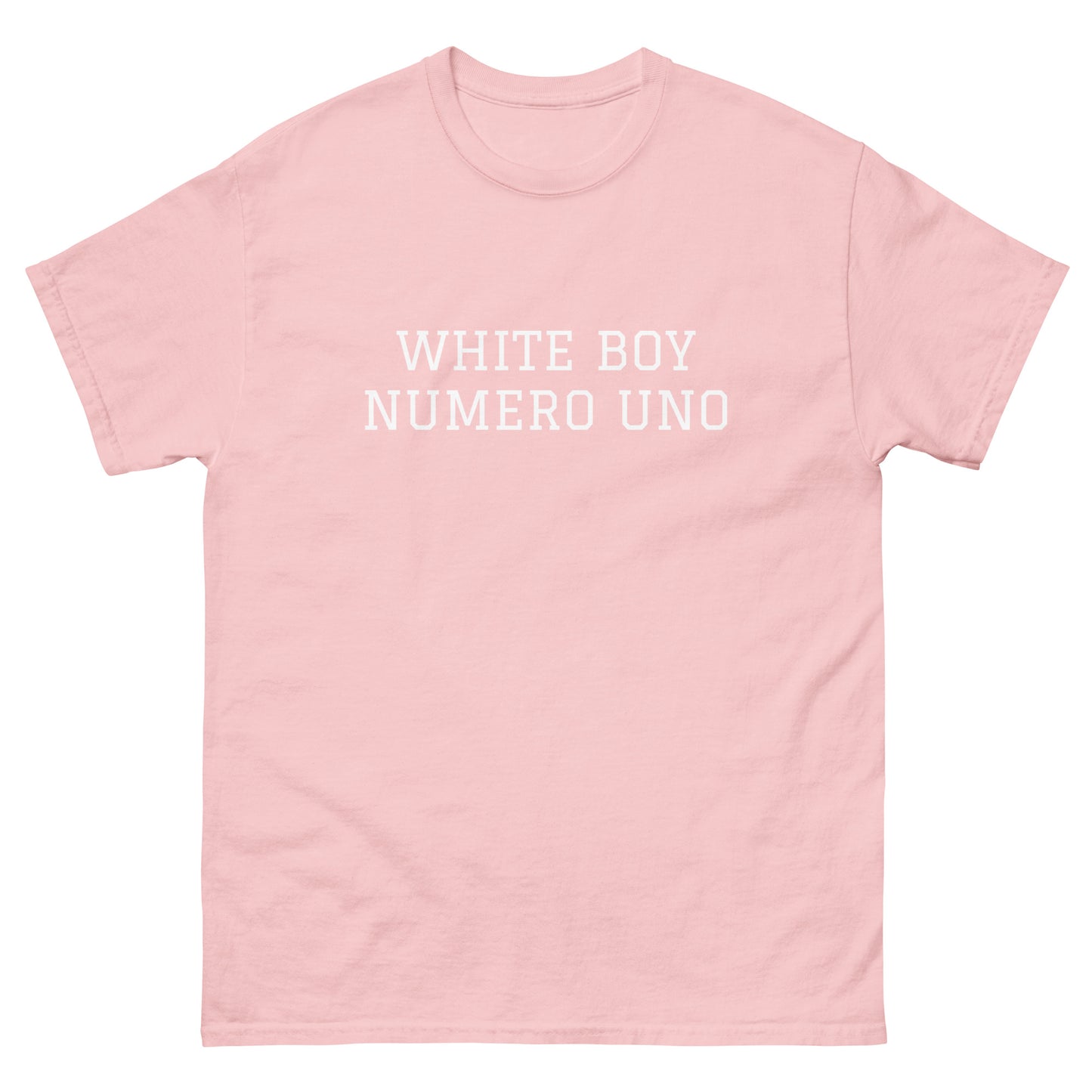 WHITE BOY SUMMER - White Boy Of The Year - "White Boy Numero Uno" - Classic Cotton Tee - T-Shirt Light Pink