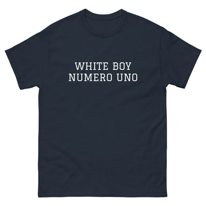 WHITE BOY SUMMER - White Boy Of The Year - "White Boy Numero Uno" - Classic Cotton Tee - T-Shirt Navy