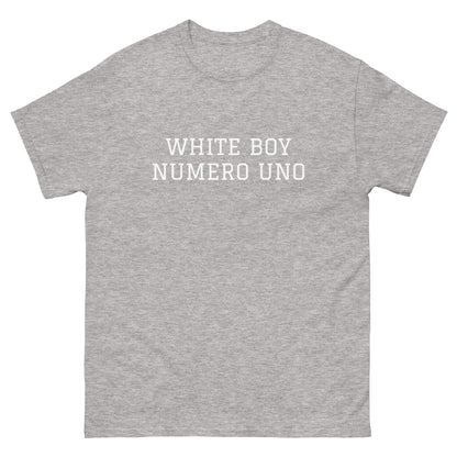 WHITE BOY SUMMER - White Boy Of The Year - "White Boy Numero Uno" - Classic Cotton Tee - T-Shirt Sport Grey