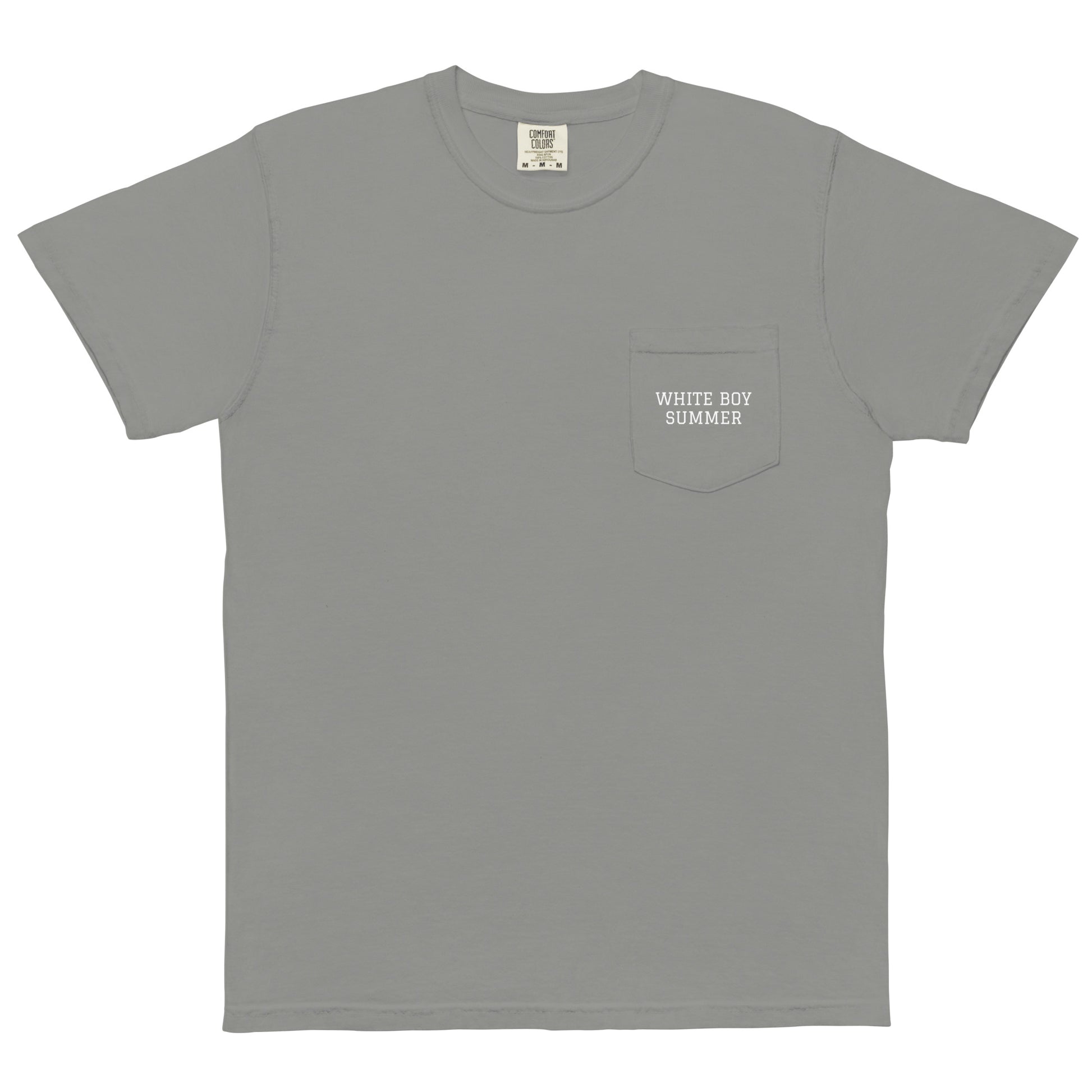 WHITE BOY SUMMER - Originals - "White Boy Summer" - Pocket Printed Cotton Tee - T-Shirt Grey